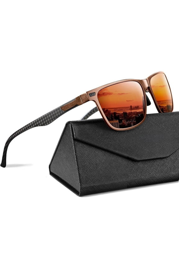 Mens Sunglasses Polarized Upgraded Carbon Fiber Temple Sun Glasses Fashion Driving with UV Protection