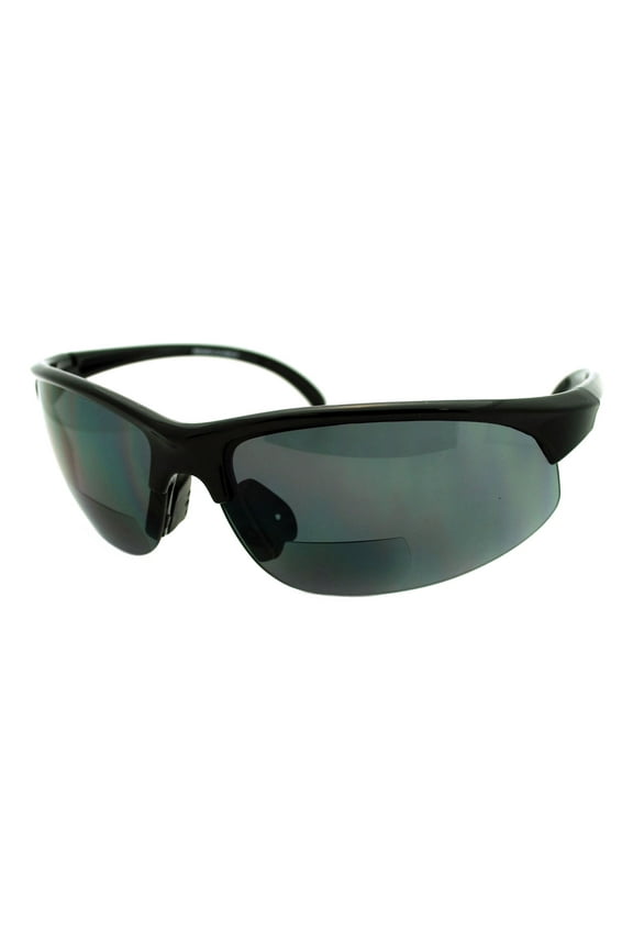 Mens Sunglasses with Bifocal Reading Lens Half Rim Sports Fashion Black +1.5