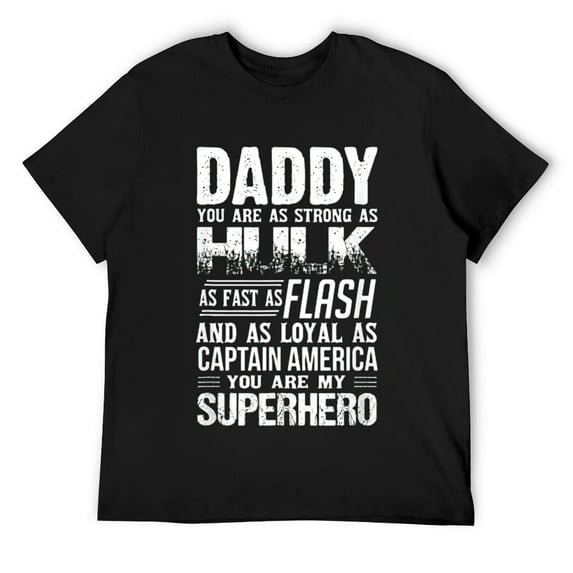 Mens Super Hero Daddy-Novelty T-Shirt Gifts for Dads Black Medium