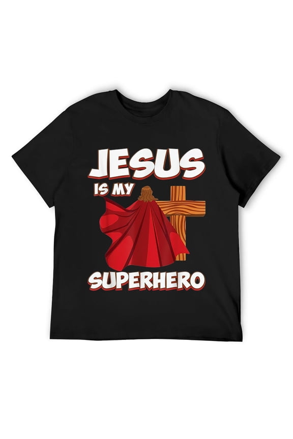Mens Super Jesus Funny Christian Superhero Quote T-Shirt & Gift T-Shirt Black L