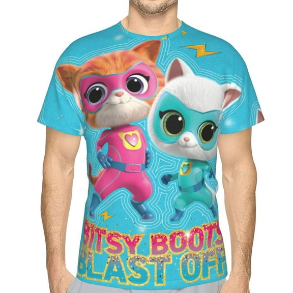 Mens Super Kitties 3d Print T-Shirt Crewneck Short Sleeve Tee Shirt