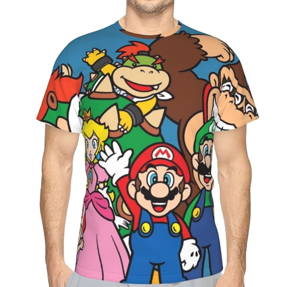 Mens Super Mario 3d Print T-Shirt Crewneck Short Sleeve Tee Shirt