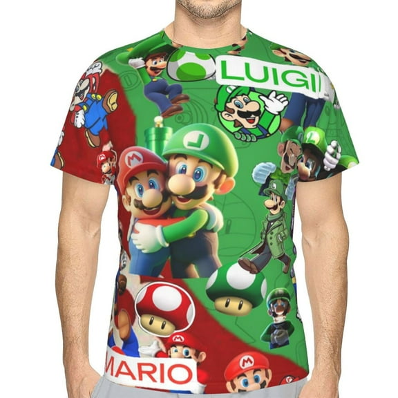 Mens Super Mario 3d Print T-Shirt Crewneck Short Sleeve Tee Shirt