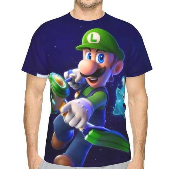 Mens Super Mario Luigi 3d Print T-Shirt Crewneck Short Sleeve Tee Shirt