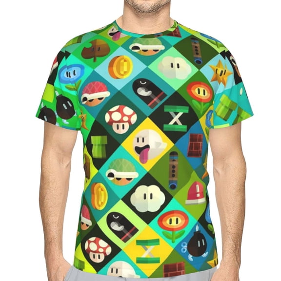 Mens Super Mario Luigi 3d Print T-Shirt Crewneck Short Sleeve Tee Shirt