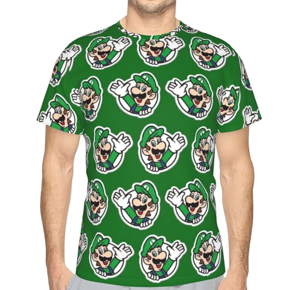 Mens Super Mario Luigi 3d Print T-Shirt Crewneck Short Sleeve Tee Shirt