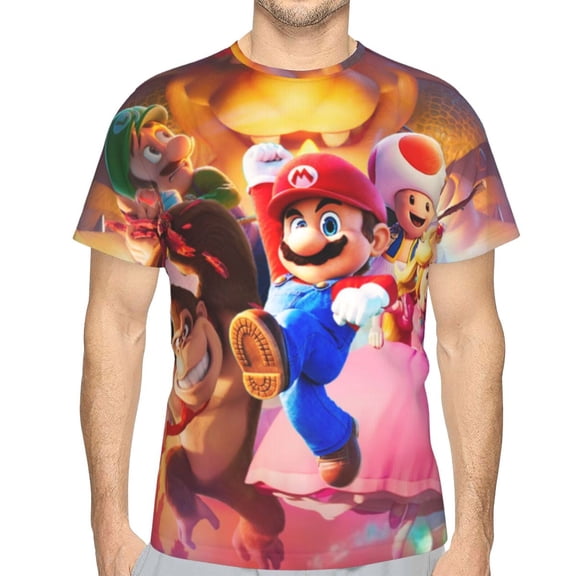 Mens Super Mario Princess Peach 3d Print T-Shirt Crewneck Short Sleeve Tee Shirt
