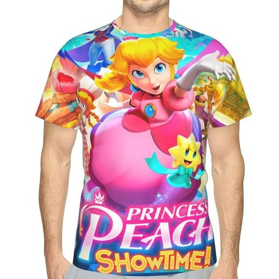 Mens Super Mario Princess Peach 3d Print T-Shirt Crewneck Short Sleeve Tee Shirt
