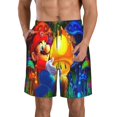 Mens Super Mario Swim Trunks With Compression Liner Men Beach Shorts