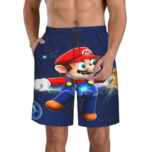 Mens Super Mario Swim Trunks With Compression Liner Men Beach Shorts