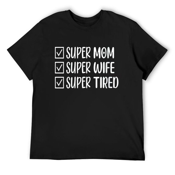 Mens Super Mom Super Wife Super Tired V-Neck T-Shirt Black X-Large
