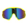 thumbnail image 1 of Mens Super Oversized Block Shield Geometric Bevel Cut Sport Sunglasses Yellow Teal Mirror, 1 of 4
