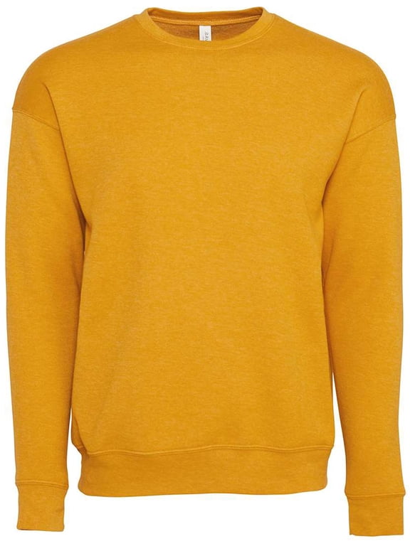 Mens Super-Soft Airlume Cotton/Polyester Fleece Sweatshirt, Large Heather Mustard Yellow