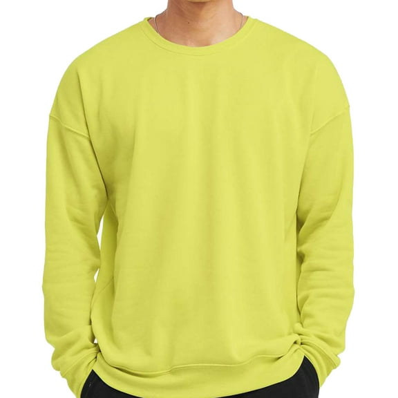 Mens Super-Soft Airlume Cotton/Polyester Fleece Sweatshirt, XL Strobe Yellow