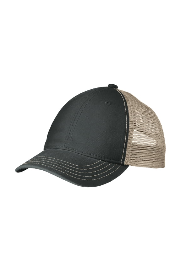 Mens Super Soft Mesh Cotton/Polyester Back Cap Black/ Khaki OSFA