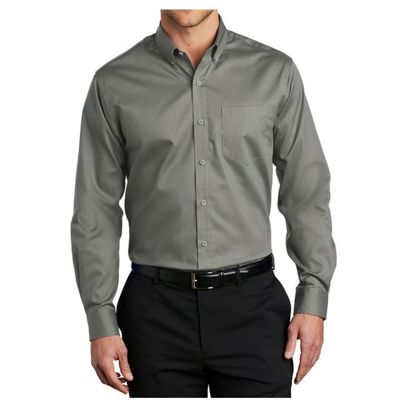 Mens SuperPro Twill Versatile Cotton/Polyester Shirt Monument Grey Small
