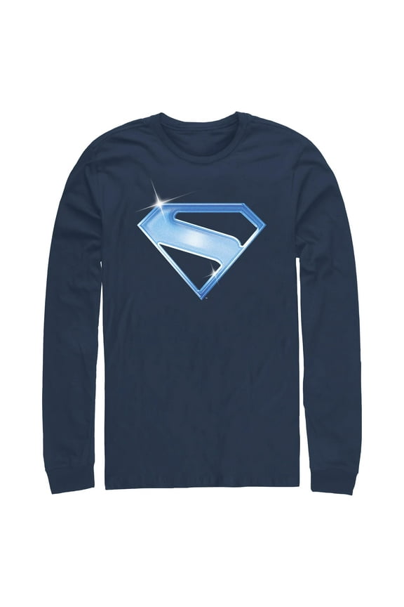 Mens Superman Bright Shield Logo Long Sleeve Shirt