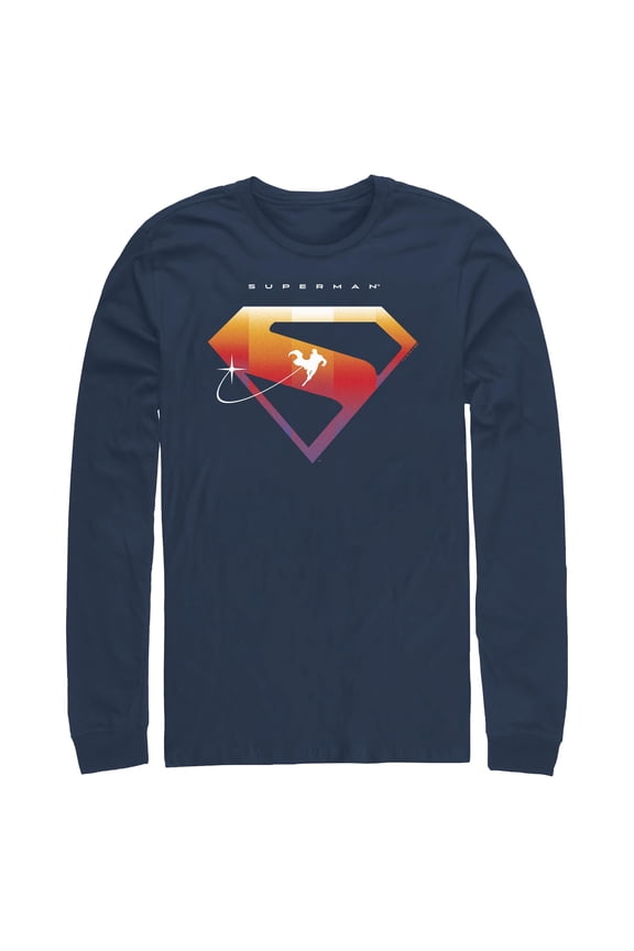 Mens Superman Colorful Logo Long Sleeve Shirt
