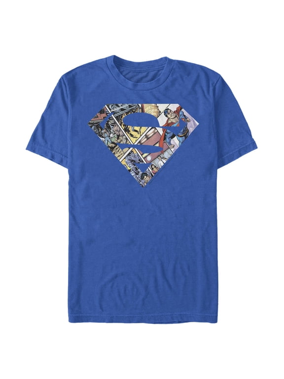 Mens Superman Comic Panel Shield Logo T Shirt