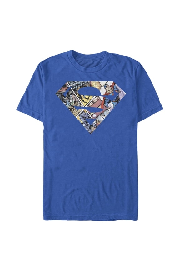Mens Superman Comic Panel Shield Logo T Shirt