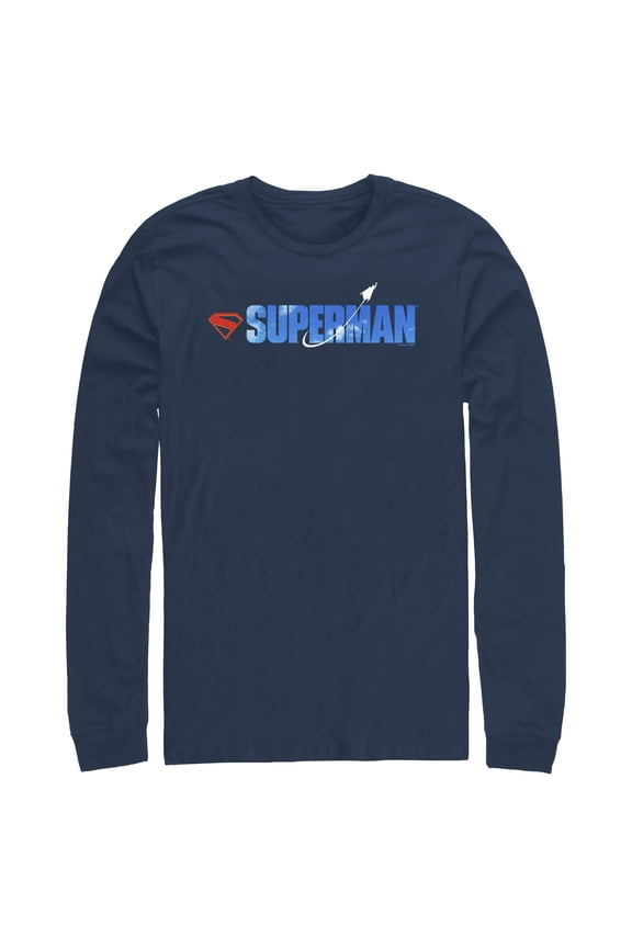 Mens Superman Fly Logo Long Sleeve Shirt