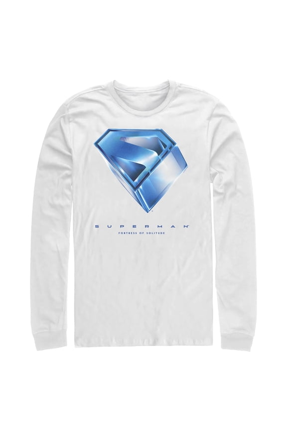 Mens Superman Fortress of Solitude Symbol Long Sleeve Shirt