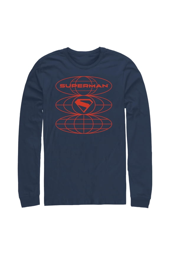 Mens Superman Global Hero Long Sleeve Shirt