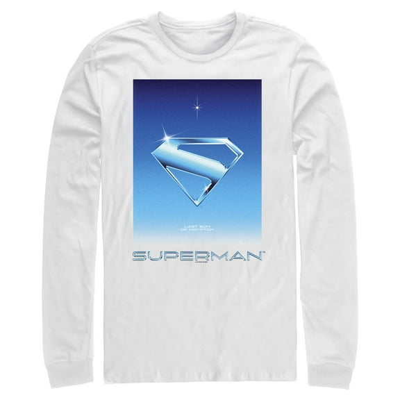 Mens Superman Last Son of Krypton Blue Symbol Long Sleeve Shirt