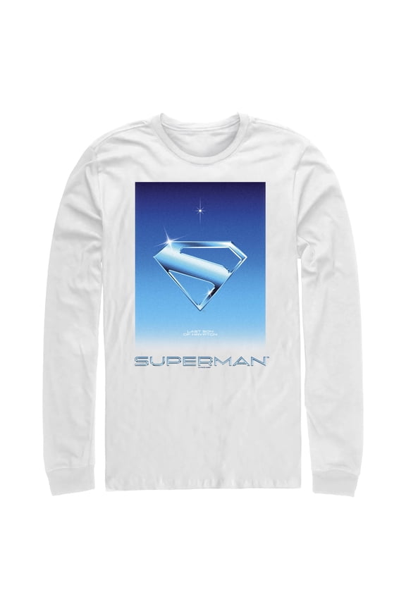 Mens Superman Last Son of Krypton Blue Symbol Long Sleeve Shirt
