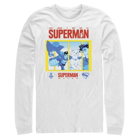 Mens Superman Look Up in the Sky Friends Long Sleeve Shirt