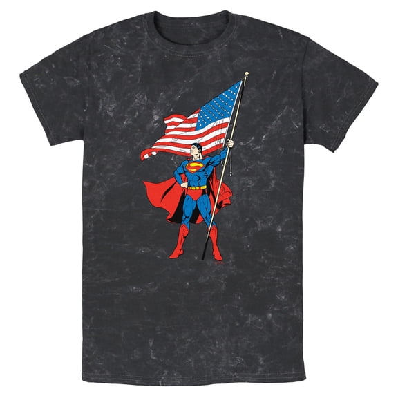 Mens Superman Proud American Flag T Shirt