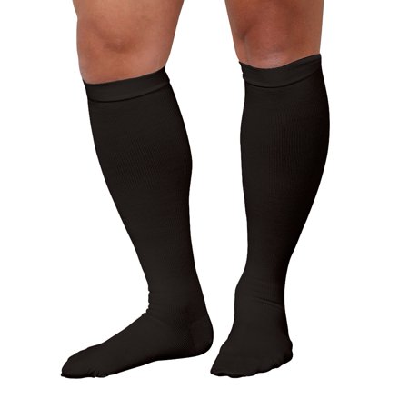 Mens Support Plus Firm Compression Support Brown Dress Socks - Black - Large