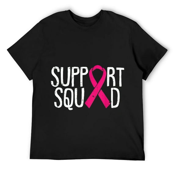 Mens Support Squad Breast Cancer Awareness Ribbon Fighter Warrior T-Shirt Black