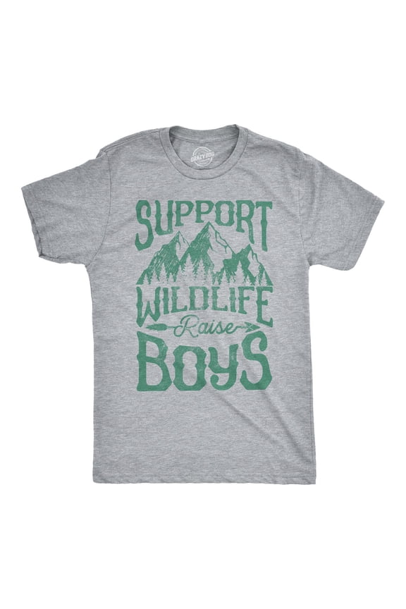 Mens Support Wildlife Raise Boys T Shirt Funny Parenting Tee Graphic Tees