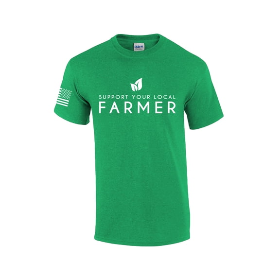 Mens Support Your Local Farmers Agriculture Food Farm to Table Short Sleeve T-shirt Graphic Tee-Antique Irish Green-large