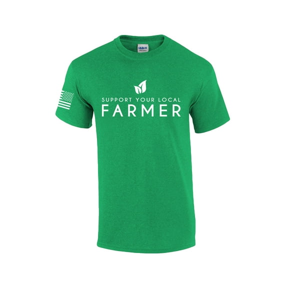 Mens Support Your Local Farmers Agriculture Food Farm to Table Short Sleeve T-shirt Graphic Tee-Antique Irish Green-small