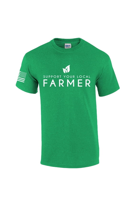 Mens Support Your Local Farmers Agriculture Food Farm to Table Short Sleeve T-shirt Graphic Tee-Antique Irish Green-xl