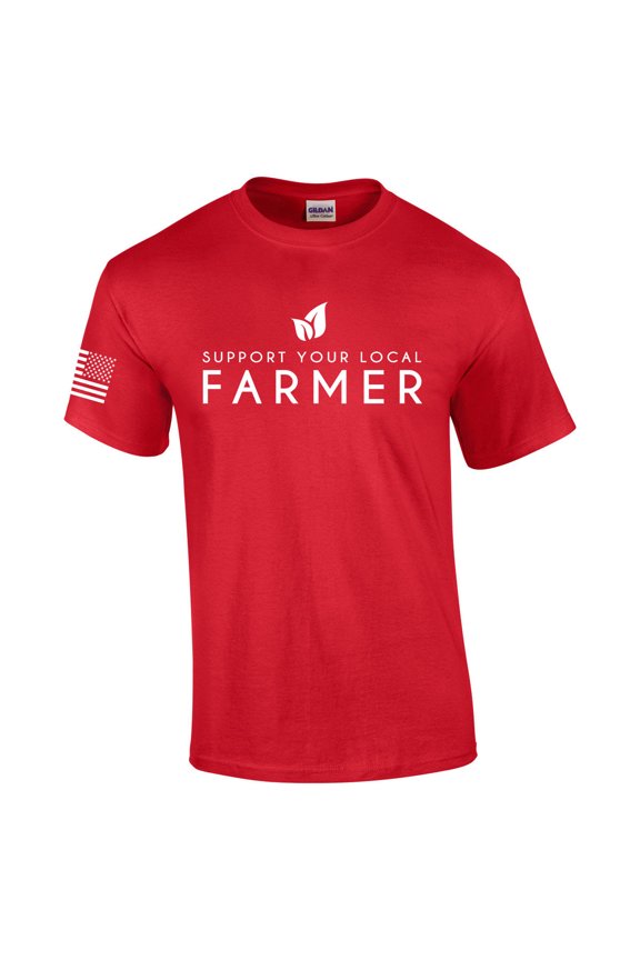 Mens Support Your Local Farmers Agriculture Food Farm to Table Short Sleeve T-shirt Graphic Tee-Red-medium