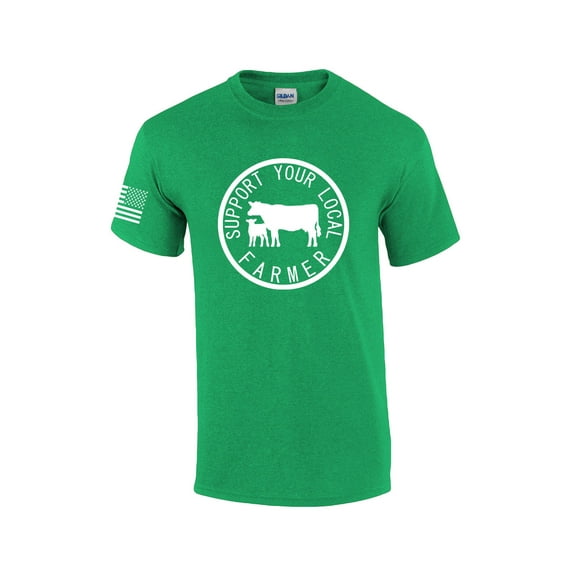 Mens Support Your Local Farmers Cattle Rancher Food Farm to Table Short Sleeve T-shirt Graphic Tee-Antique Irish Green-5xl