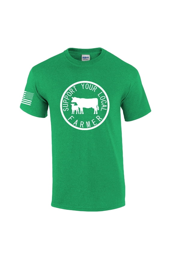 Mens Support Your Local Farmers Cattle Rancher Food Farm to Table Short Sleeve T-shirt Graphic Tee-Antique Irish Green-5xl