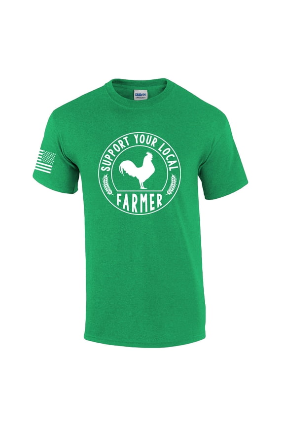 Mens Support Your Local Farmers Chicken Agriculture Food Farm to Table Short Sleeve T-shirt Graphic Tee-Antique Irish Green-6xl