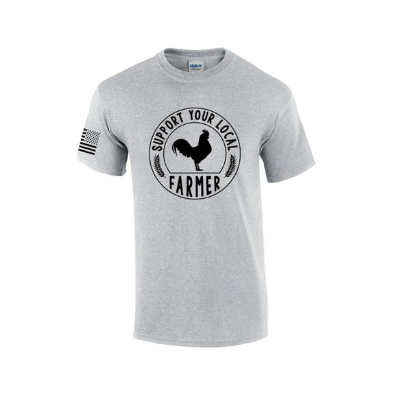 Mens Support Your Local Farmers Chicken Agriculture Food Farm to Table Short Sleeve T-shirt Graphic Tee-Sports Grey-4xl