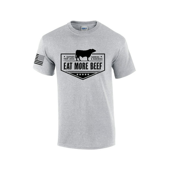 Mens Support Your Local Farmers Eat More Beef Farm to Table Short Sleeve T-shirt Graphic Tee-Sports Grey-large