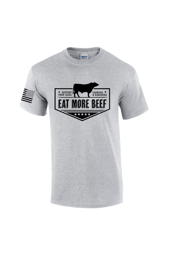 Mens Support Your Local Farmers Eat More Beef Farm to Table Short Sleeve T-shirt Graphic Tee-Sports Grey-xl