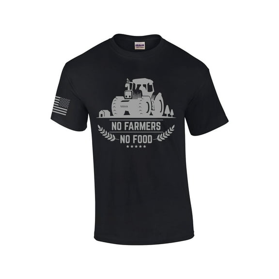 Mens Support Your Local Farmers No Farmers No Food Farm to Table Short Sleeve T-shirt Graphic Tee-Black-medium