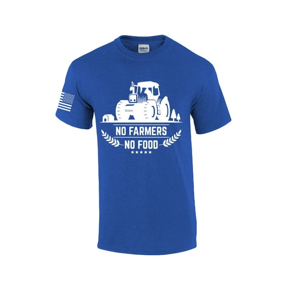 Mens Support Your Local Farmers No Farmers No Food Farm to Table Short Sleeve T-shirt Graphic Tee-Heather Royal-large