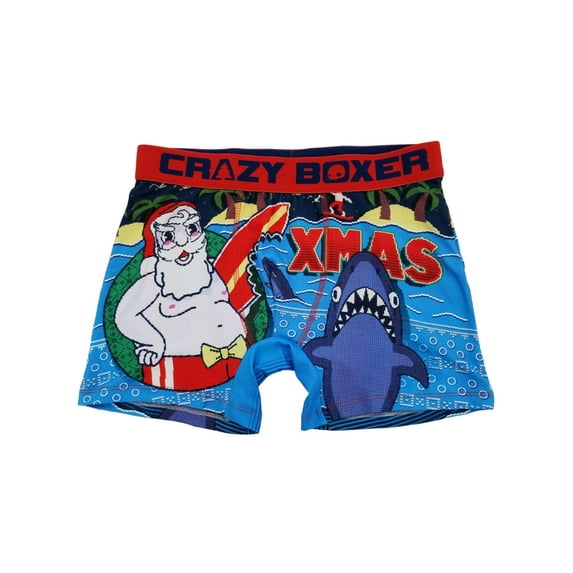 Mens Surfing Santa Shark Attack Ugly Christmas Novelty Underwear Boxer Briefs L