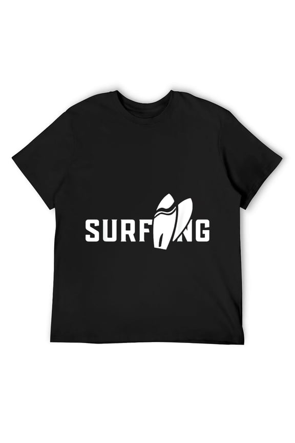 Mens Surfing Surfer Surf Surfboard Waves T-Shirt Black