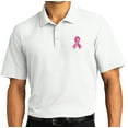 thumbnail image 1 of Mens Survivor Breast Cancer Awareness Patch Short Sleeve Polo Shirt, Small White, 1 of 5
