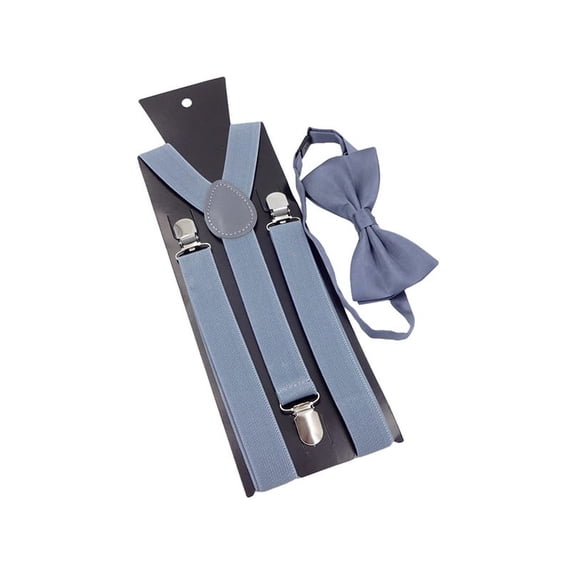 Mens Suspender Fashionable Y Back Clip Adjustable Elastic Suspenders Bow Tie Set for Party Wedding